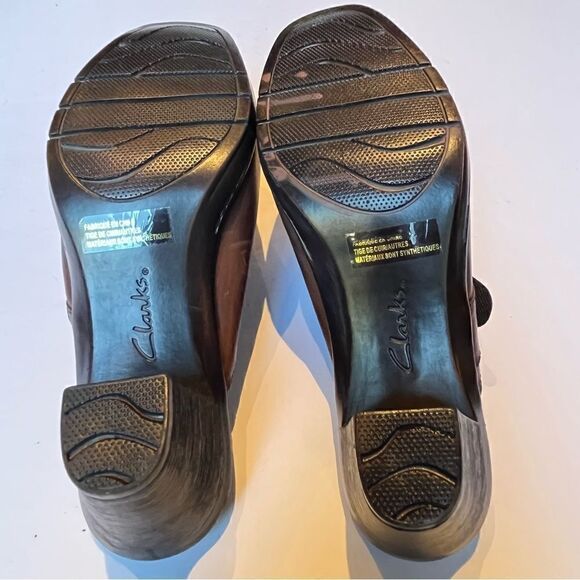 Women's Clarks Bendables Leather Clogs Brown Size 10W - Picture 6 of 11